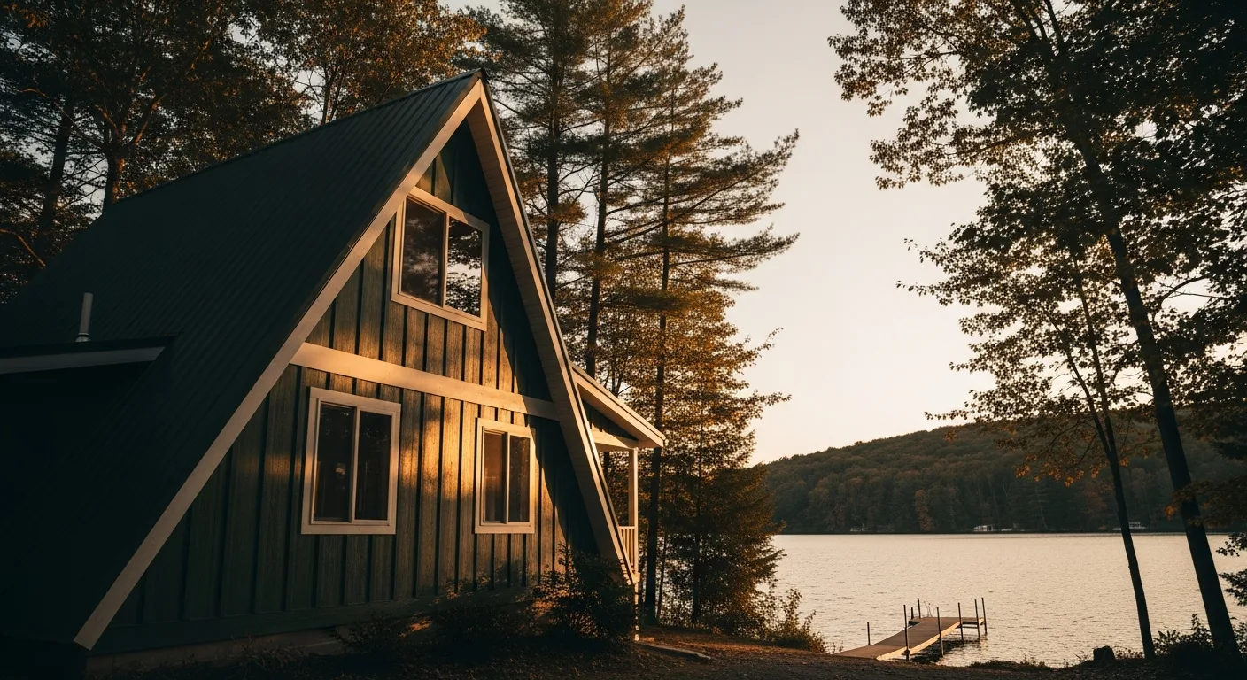 A lakeside home in the Pocono lake region — the kind of property we paint and stain around Lake Ariel